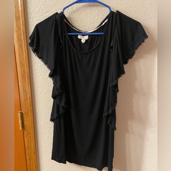 Cupid Black cold shoulder top, size large - Picture 1 of 10